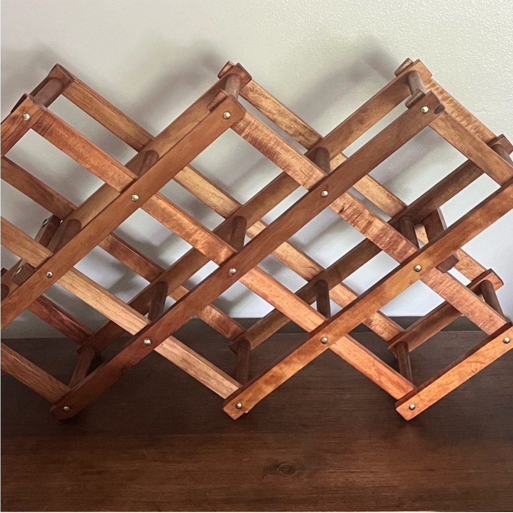 🍷Wine Rack Foldable Accordion Style Wooden Vintage Bottle Holder for 10🍷 - Picture 6 of 8